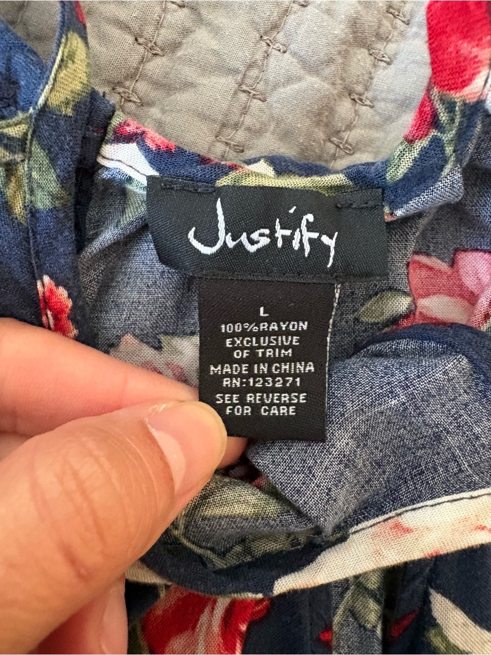 Justify Navy Floral Halter Dress with Red Roses - Picture 4 of 4